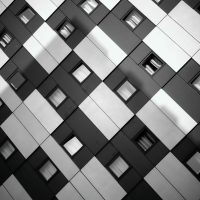 white and black checkered building
